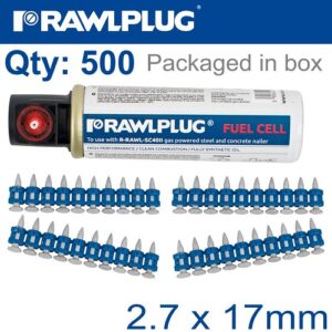 Rawlplug Plastic Collated Pins for Steel w/Fuel Cell 2.7MMX17MM | RAW R-KSC-6-17-500