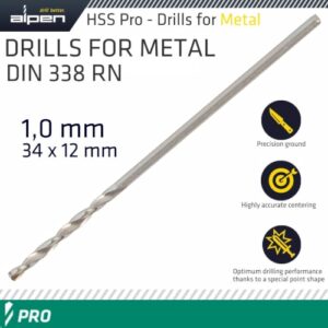 Pro hss 1mm drill din 338 rn 135 split point plastic wallet