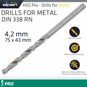 Pro hss 4.2mm drill din 338 rn 135 split point plastic wallet