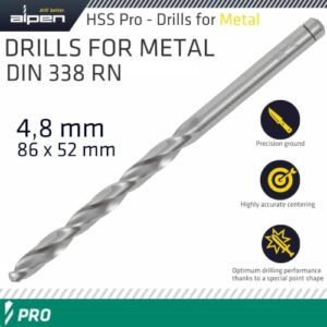 Pro hss 4.8mm drill din 338 rn 135 split point plastic wallet