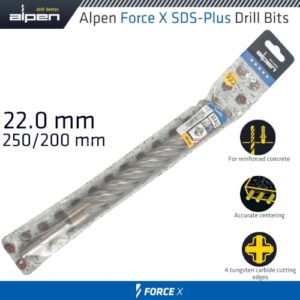 Alpen Force X 22.0 X 250/200 SDS-Plus Drill Bit X4 Cutting Edges | ALP835022