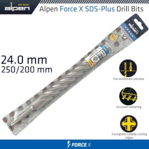 Alpen Force X 24.0 X 250/200 SDS-Plus Drill Bit X4 Cutting Edges | ALP835024