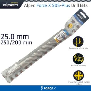 Alpen Force X 25.0 X 250/200 SDS-Plus Drill Bit X4 Cutting Edges | ALP835025