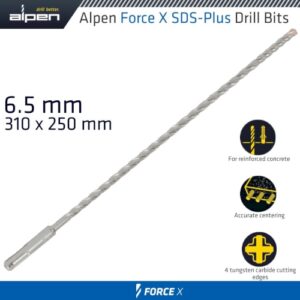 Alpen Force X 6.5 X 310/250 SDS-Plus Drill Bit X4 Cutting Edges