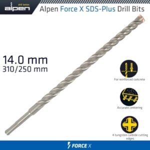Alpen Force X 14.0 X 310/250  SDS-Plus Drill Bit X4 Cutting Edges