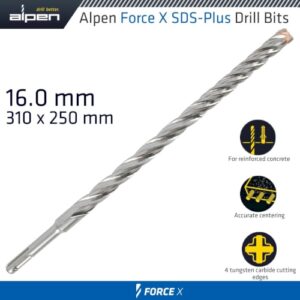 Alpen Force X 16.0 X 310/250 SDS-Plus Drill Bit X4 Cutting Edges | ALP845016