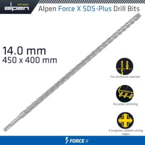 Alpen Force X 14.0 X 450/400 SDS-Plus Drill Bit X4 Cutting Edges | ALP875014