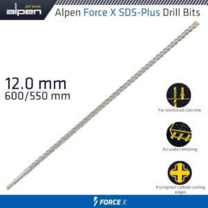 Alpen Force X 12.0 X 600/550 SDS-Plus Drill Bit X4 Cutting Edges | ALP905012