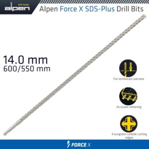 Alpen Force X 14.0 X 600/550 SDS-Plus Drill Bit X4 Cutting Edges | ALP905014