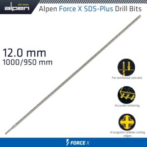 Alpen Force X 12.0 X 1000/950 SDS-Plus Drill Bit X4 Cutting Edges | ALP915012
